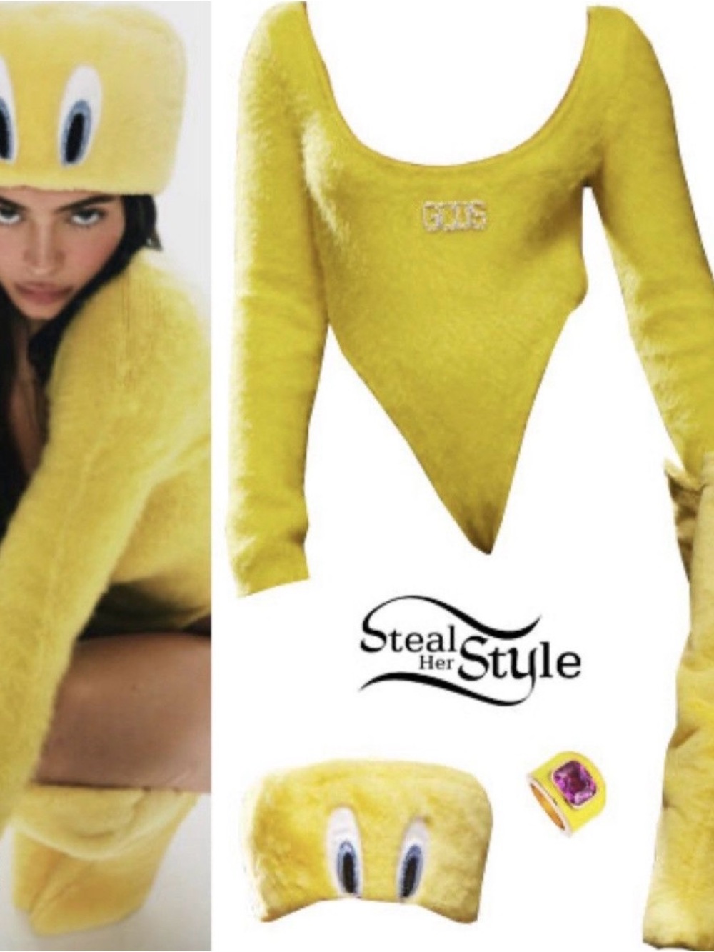 Yellow Fuzzy Scoop-Neck Bodysuit